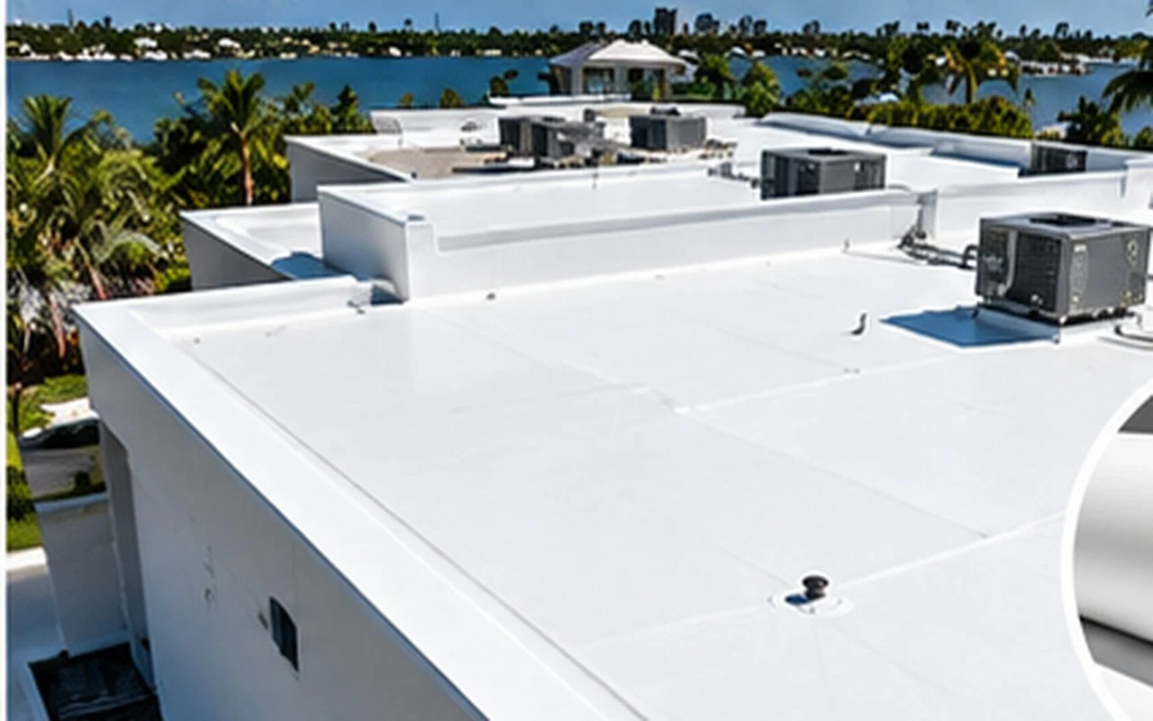 Illustrative white TPO membrane roof